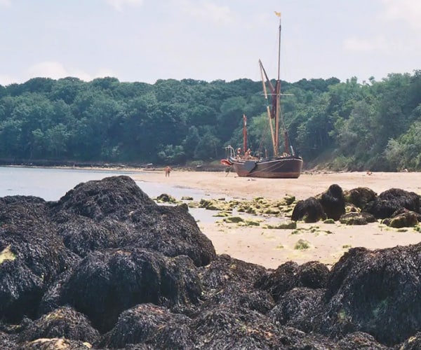 view of beach on isle of wight glamping spot