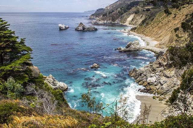 Ventana Big Sur Glamping Resort coastline view of the beach with rocky coast