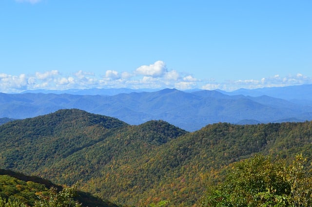 great Smokey mountains national park view of the mountains with green trees. 