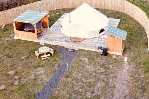 Glamp and Tipple Norfolk Glamping with Hot Tub from above