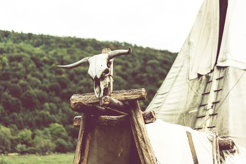 teepee camping in Texas skull