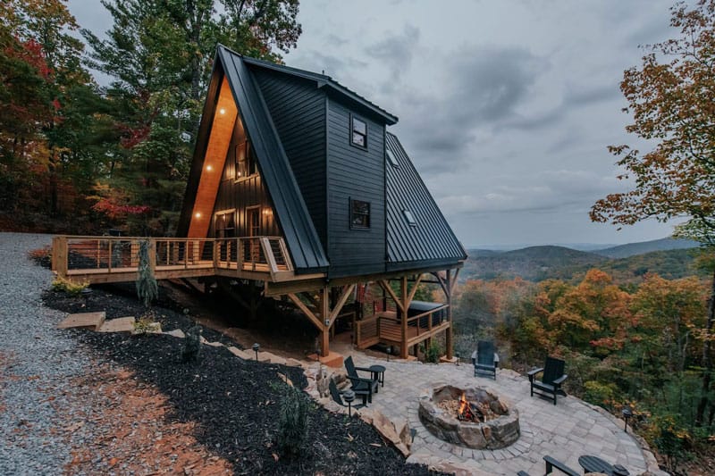 The Weswood Blue Ridge Treehouse A-frame Rental