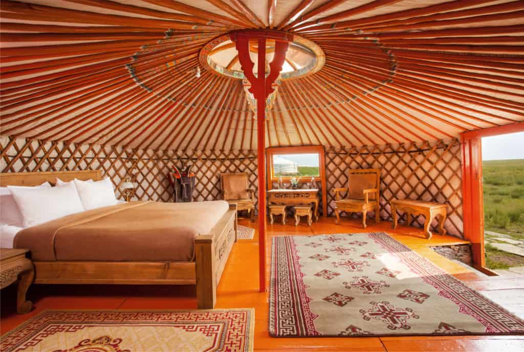 Glamping in yurts in Mongolia