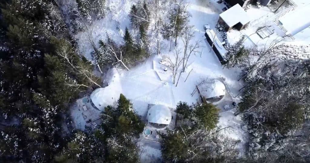 Bel Air Tremblant dome Rentals overview in winter 