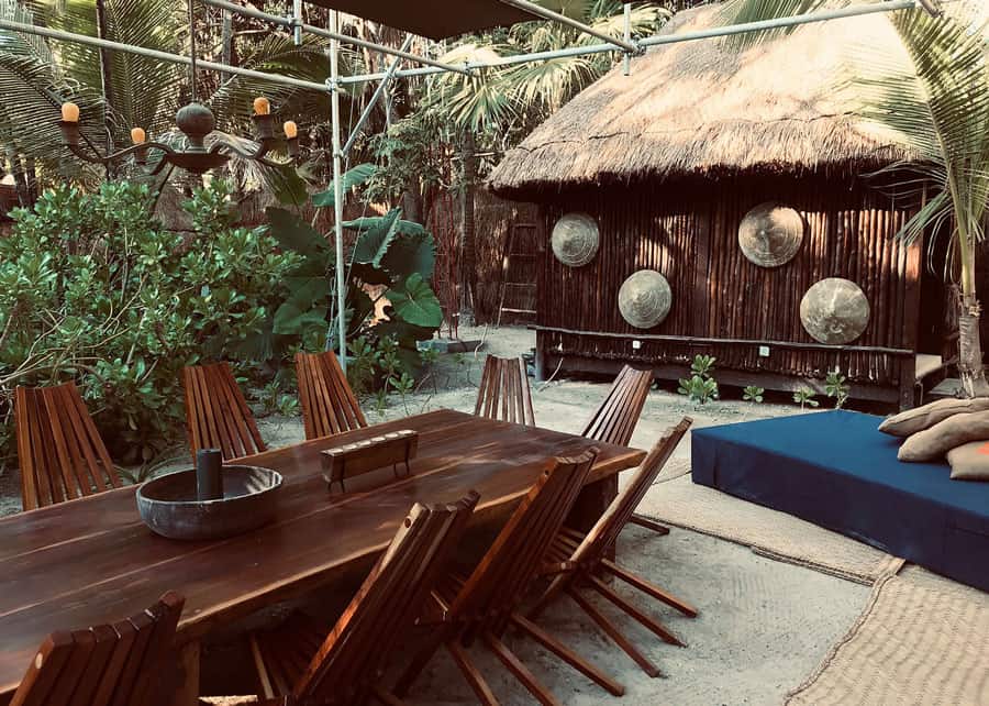 Dining Experiences while Glamping Libelula Tulum Cummunal Dining