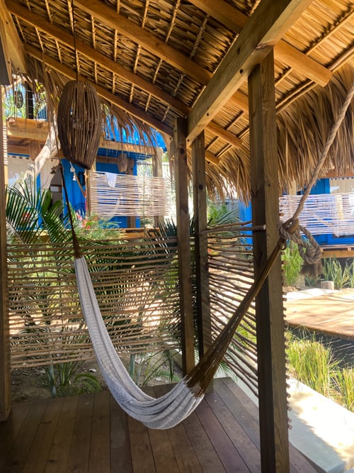 Hammocks on the terrace for relaxing