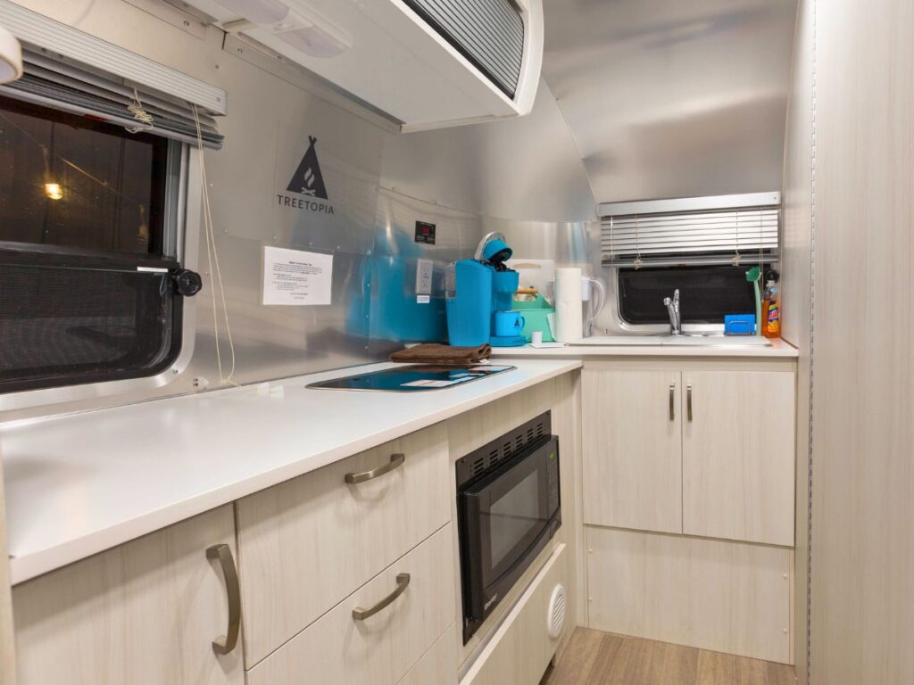 Kitchen in Treetopia Airstream Bambi - Photo Credit: Sage Scott